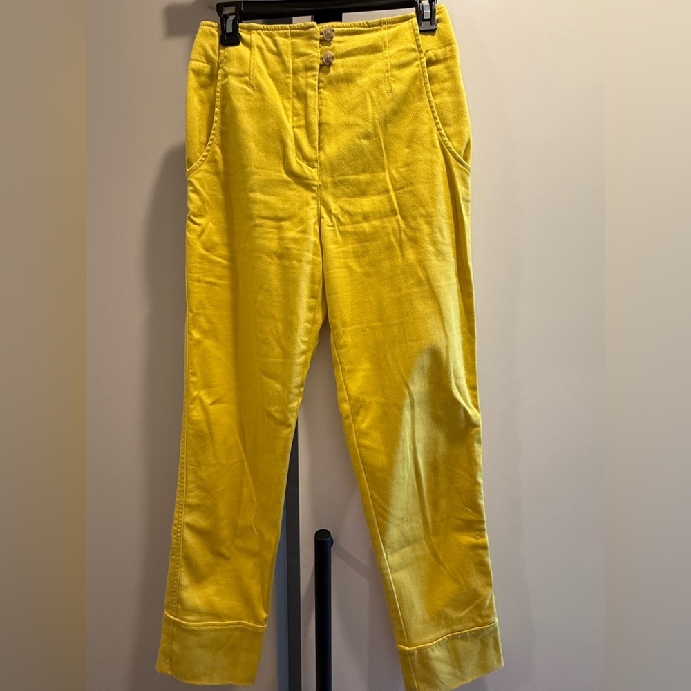 Anthropologie Cropped Yellow Pants